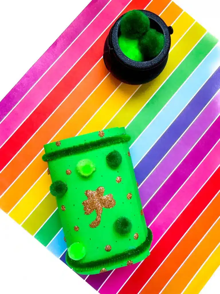 Leprechaun Lookers for St. Patrick's Day - Cultivating Brilliant Minds toilet paper rolls glued together and decorated to make binoculars