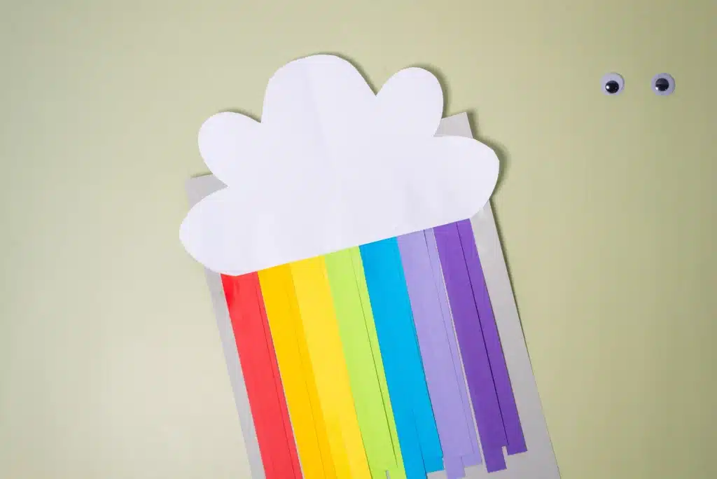 Rainbow Cloud Craft - Cultivating Brilliant Minds a rainbow cloud craft that is made out of construction paper