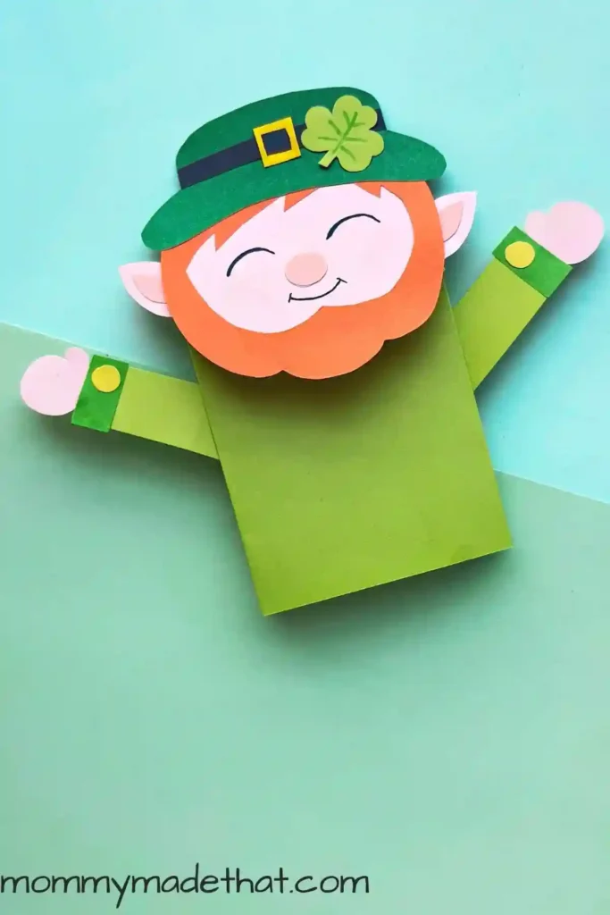 St. Patrick's Day Crafts For Kids - Cultivating Brilliant Minds a construction paper leprechaun puppet