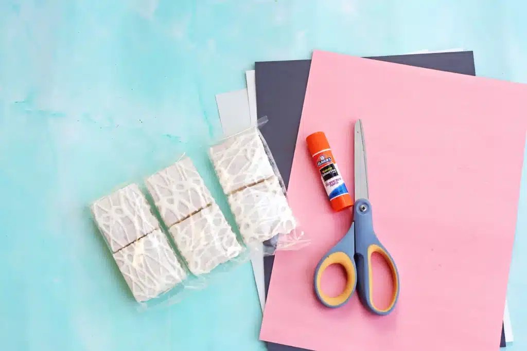 Little Debbie Easter Bunny Cakes - Cultivating Brilliant Minds little debbie fancy treats, pink, white, and black construction paper, glue, scissors, and pink and black markers