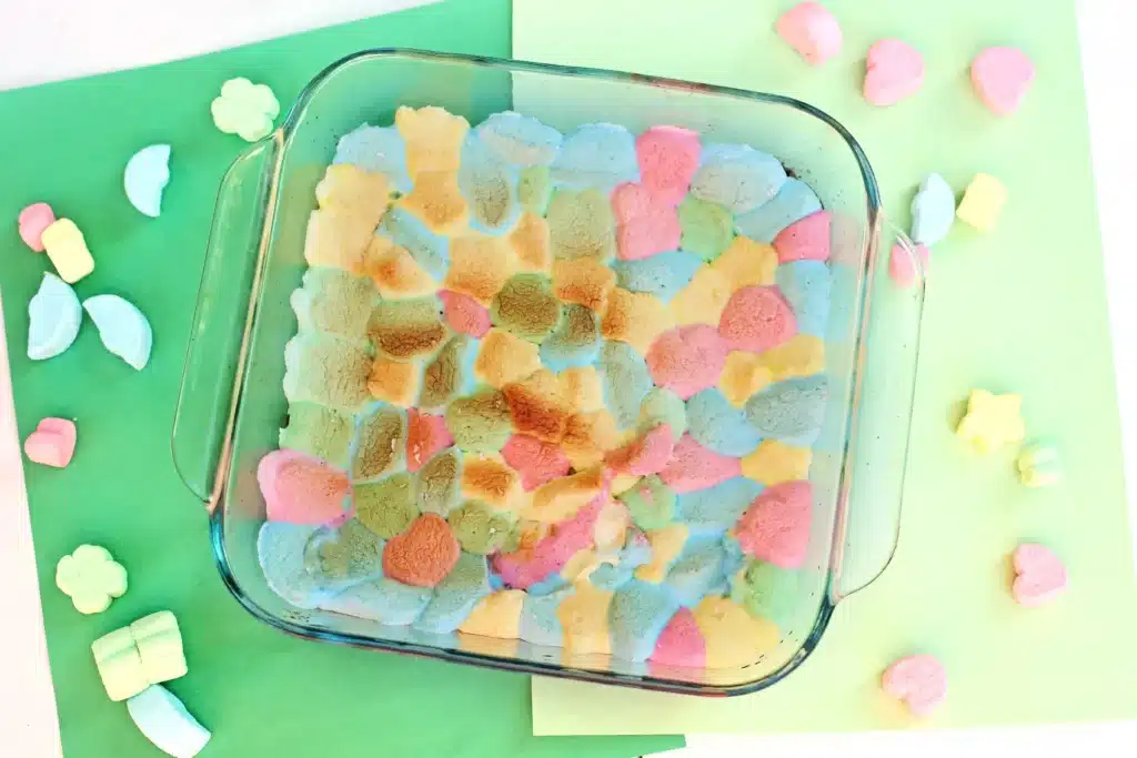 Lucky Charms S'mores Dip - Cultivating Brilliant Minds a lucky charms s'mores dip that uses melted chocolate, graham crackers, and lucky charms marshmallows