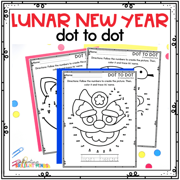 lunar new year dot to dot image of a lion head