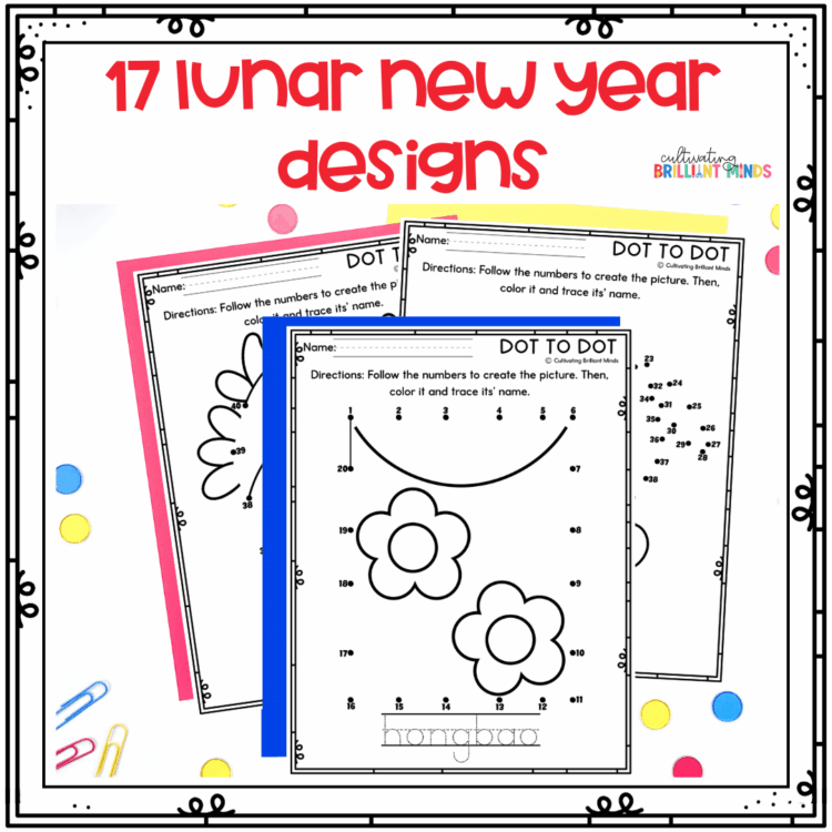 Lunar New Year Dot to Dot Activities February Centers Fine Motor Skills ...