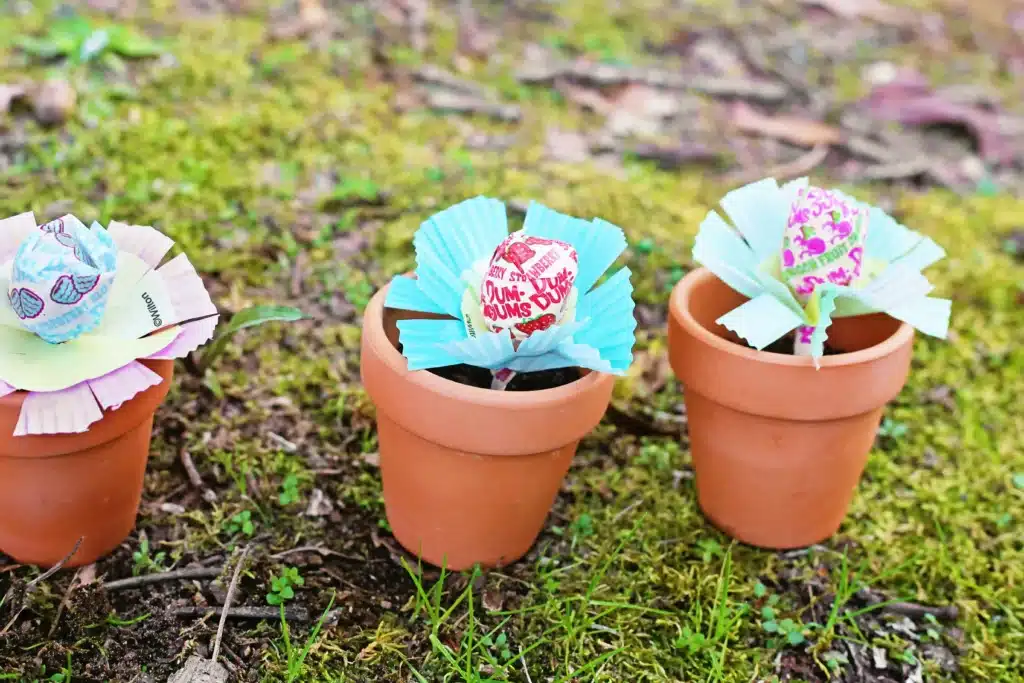 Magic Jelly Bean Easter activity for kids - Cultivating Brilliant Minds a magic jelly bean easter activity for kids where a lollipop "grows" from a jelly bean planted in soil