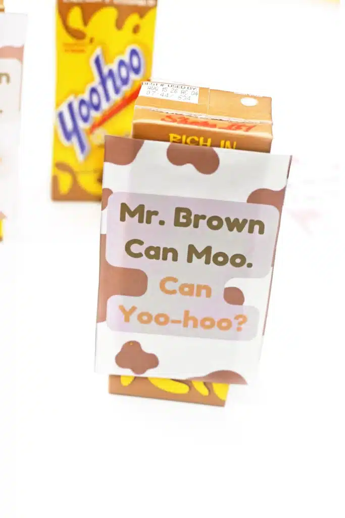 Dr. Seuss Mr. Brown Can Moo Can YooHoo Printable - Cultivating Brilliant Minds yoo-hoo with a printable on it that reads "Mr. Brown Can Moo, Can Yoo-Hoo?