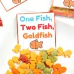 goldfish with a printable sign on it that says "one fish, two fish, goldfish"