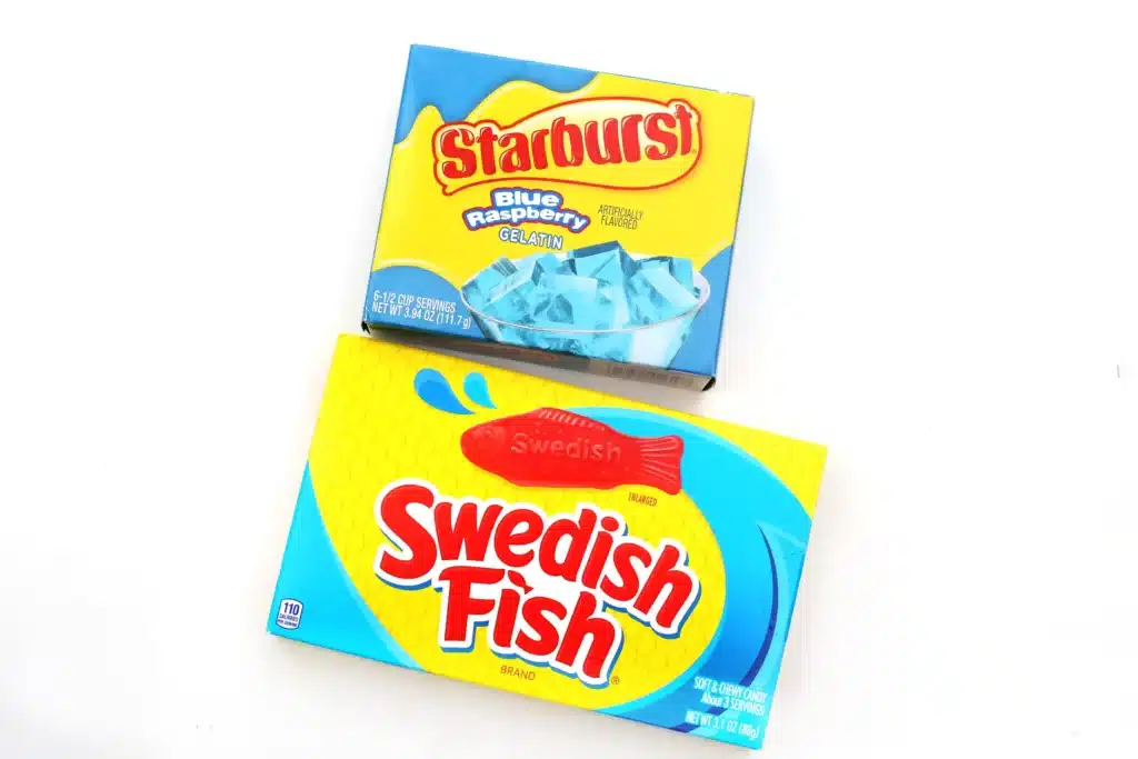 Dr. Seuss One Fish Two Fish Jello Cups - Cultivating Brilliant Minds jello and swedish fish