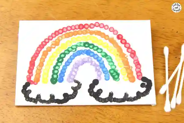 Easy Rainbow Art Projects for St. Patrick's Day - Cultivating Brilliant Minds a rainbow painted with cotton swabs