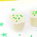 Sneetches Pudding Cups - Cultivating Brilliant Minds vanilla pudding cups with green star sprinkles inside