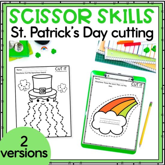 St. Patrick's Day Cutting Practice Scissor Skills Activities Fine Motor Skills