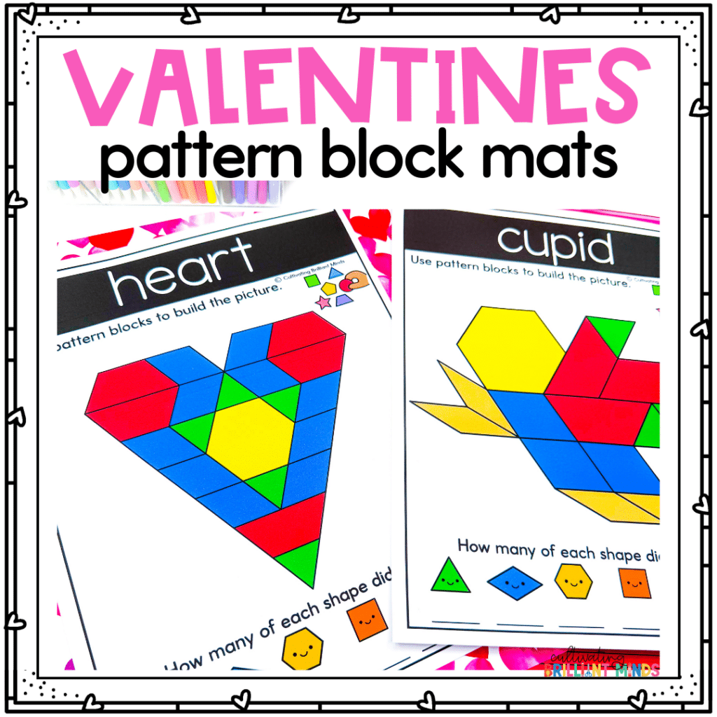 valentine's day pattern block mats of a heart and cupid