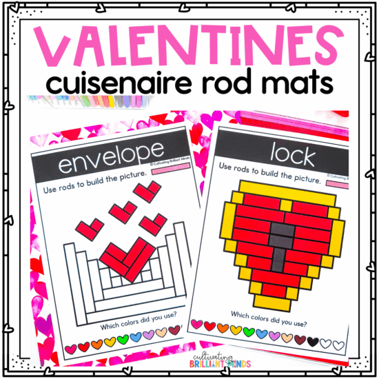 Valentine's Day Cuisenaire Rods Mats Center Fine Motor Skills February Activity