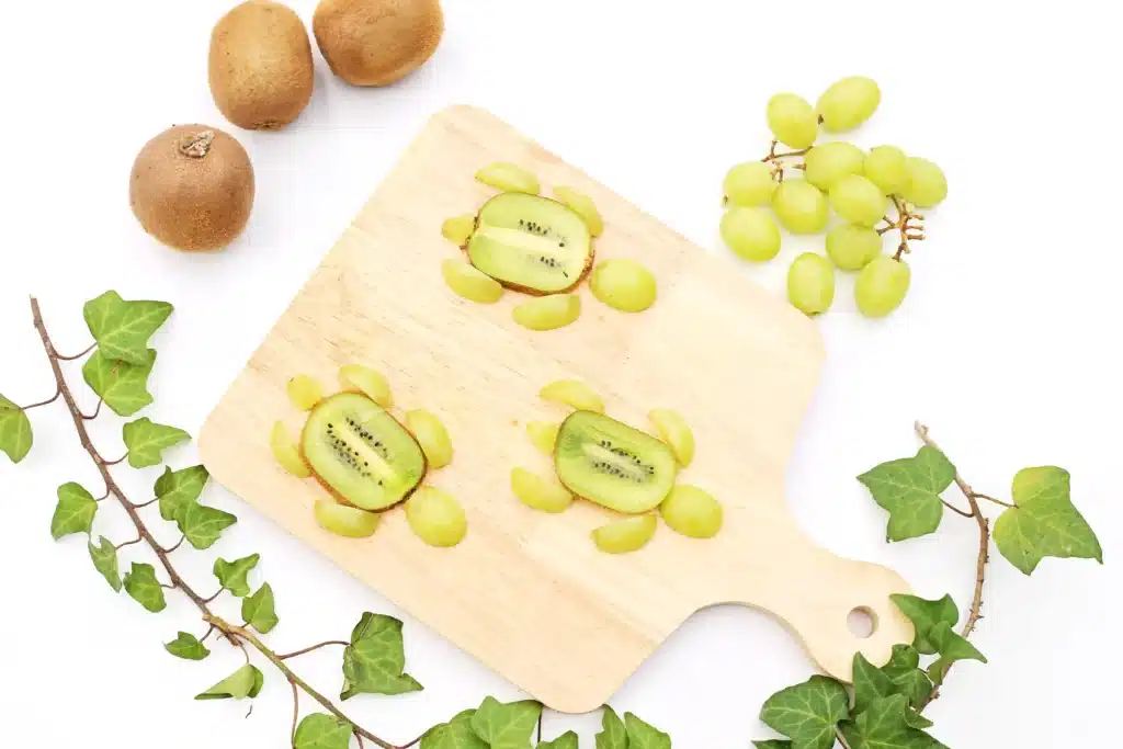 Yertle the Turtle Fruit - Cultivating Brilliant Minds Yertle the Turtle Fruit that has a cut kiwi and grapes arranged to look like a turtle