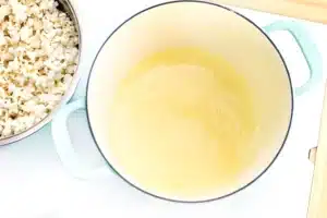 Sheep Popcorn Balls - Cultivating Brilliant Minds sugar, water, corn syrup, salt, and butter in a pan