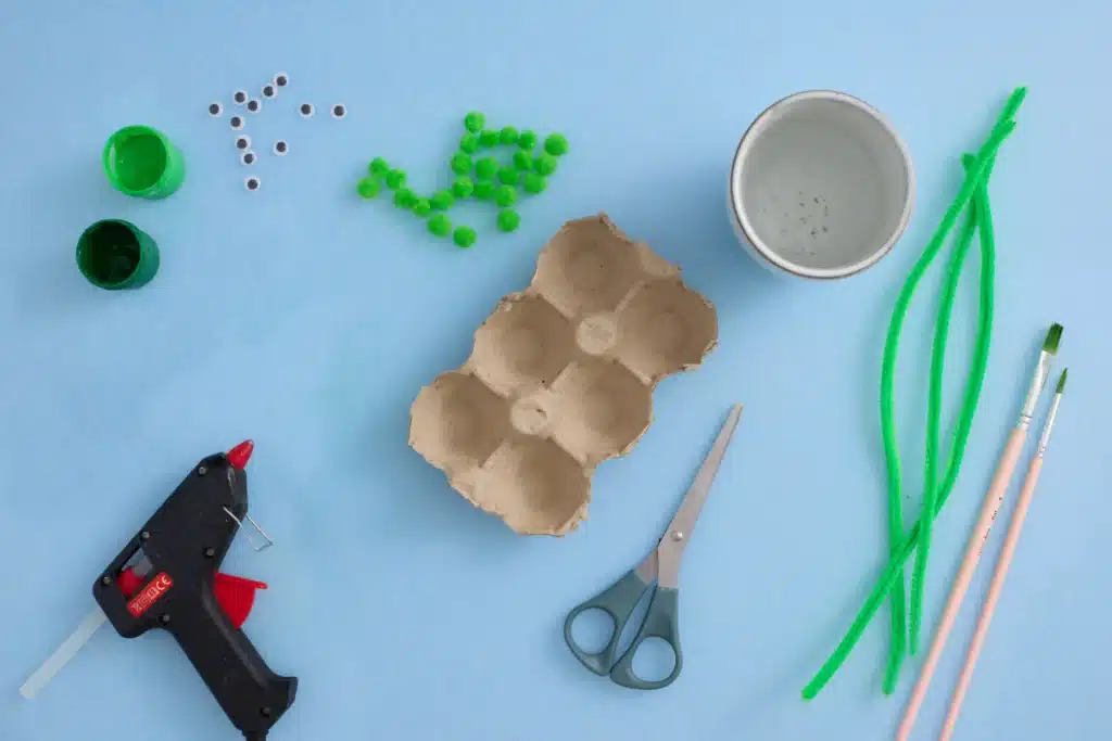 Egg Carton Turtle Craft - Cultivating Brilliant Minds materials to make the egg carton turtles