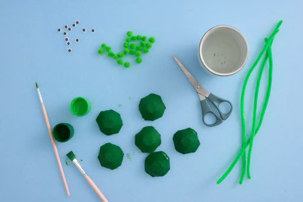 Egg Carton Turtle Craft - Cultivating Brilliant Minds egg carton cut into cups and painted green