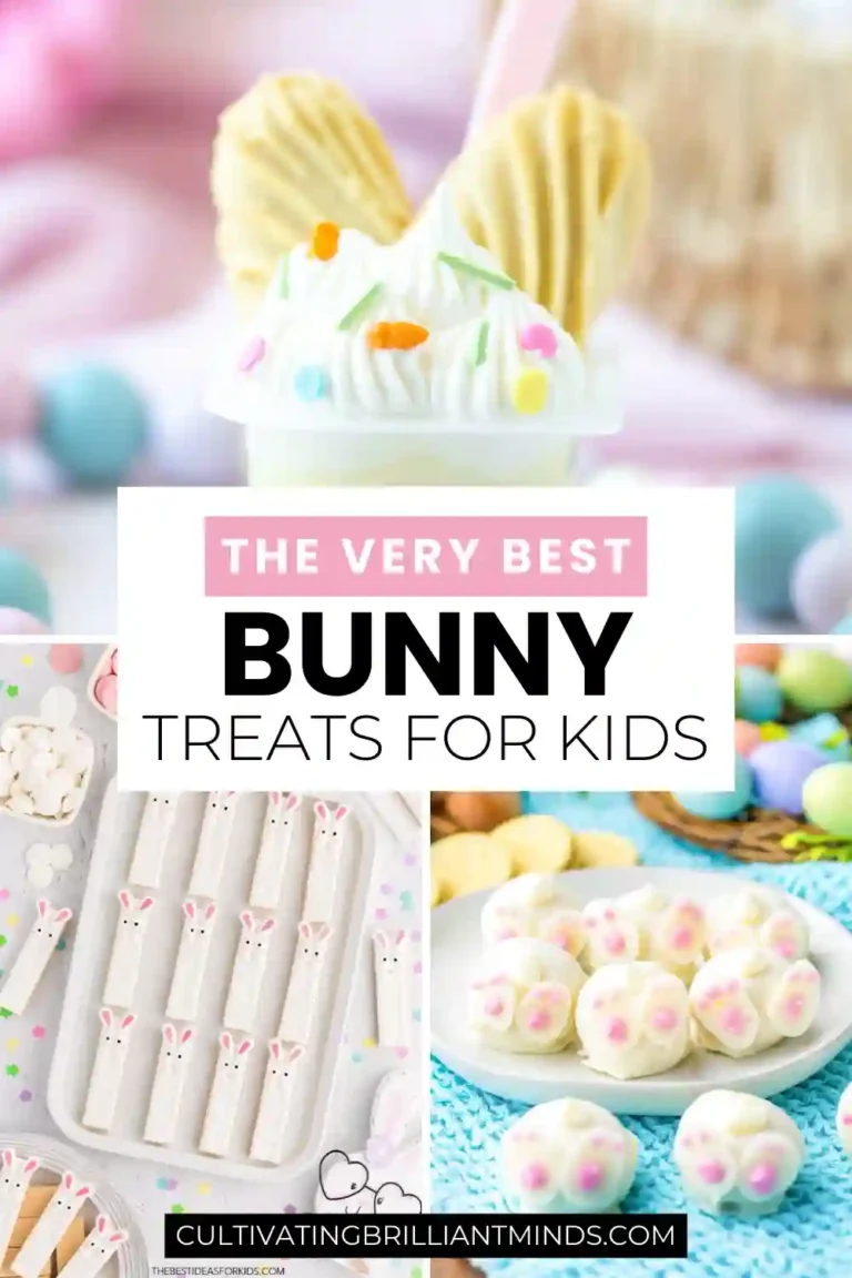 a collage of bunny themed treats for kids