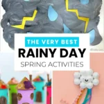 Rainy Day Spring Activities for Kids - Cultivating Brilliant Minds a collage of rainy day spring activities for kids