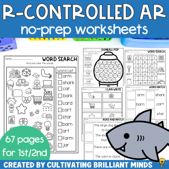 worksheets that works on r-controlled ar words