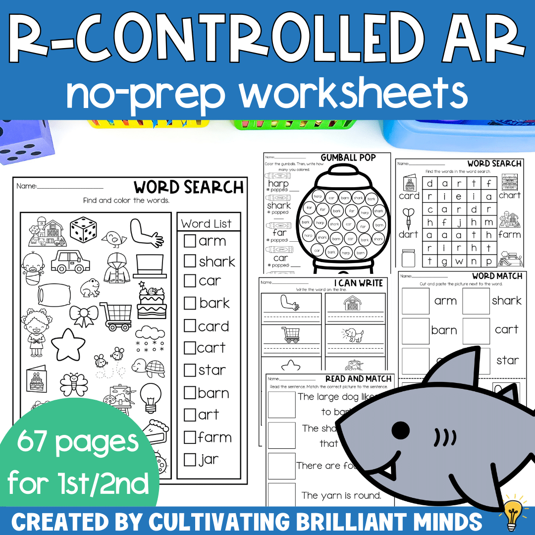 AR Phonics worksheets - Cultivating Brilliant Minds worksheets that works on r-controlled ar words