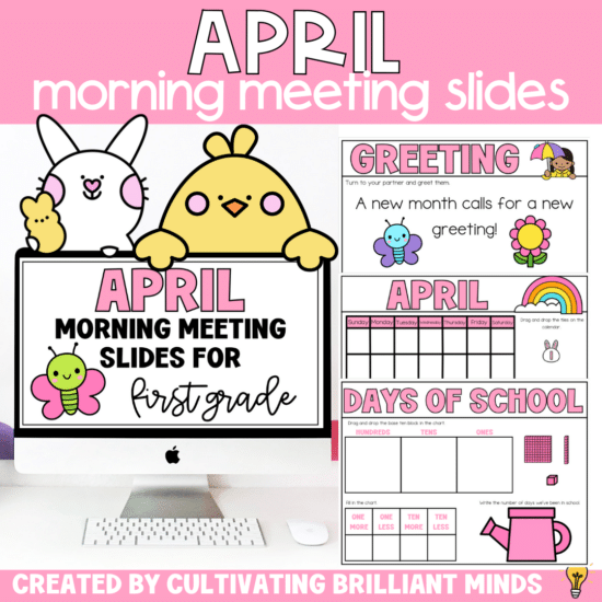 morning meeting slides for april for first grade