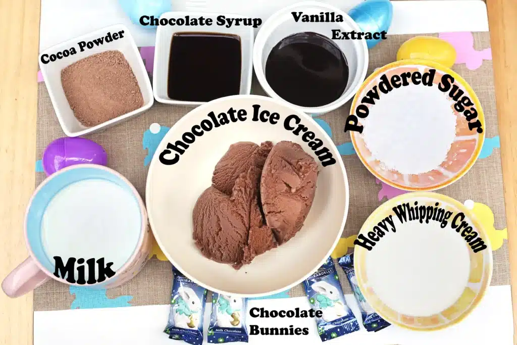 Chocolate Bunny Milkshake - Cultivating Brilliant Minds supplies for the bunny chocolate milkshake