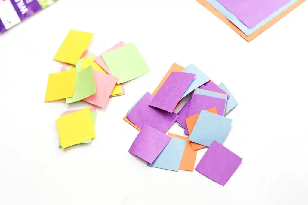 DIY Easter Egg Seed Bombs - Cultivating Brilliant Minds construction paper cut into small squares