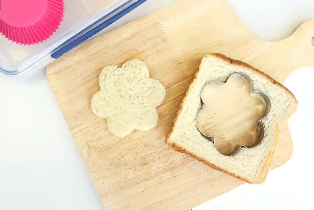 Flower Garden Lunch - Cultivating Brilliant Minds a piece of bread that is shaped like a flower from a flower cookie cutter