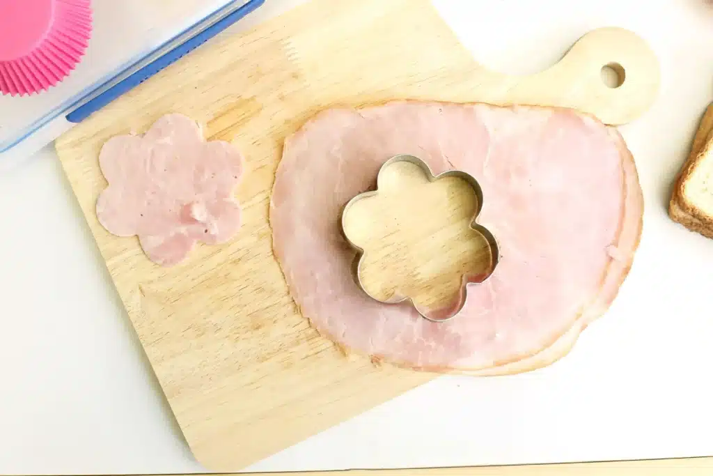 Flower Garden Lunch - Cultivating Brilliant Minds ham cut into a flower shape using a cookie cutter