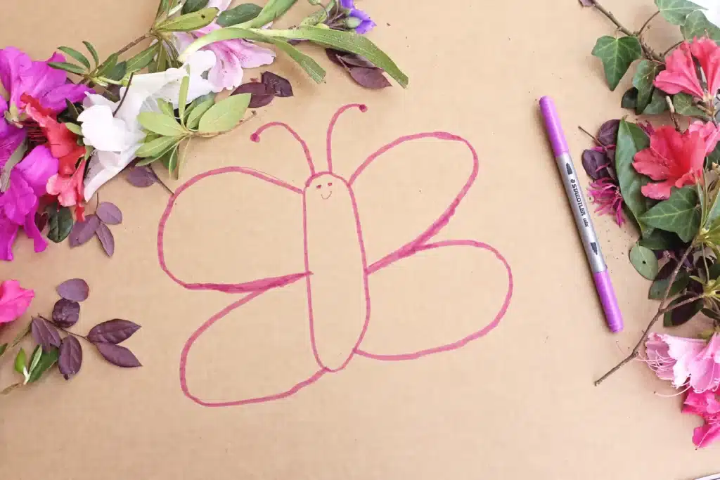 Butterfly Nature Collage - Cultivating Brilliant Minds a butterfly drawn on cardboard