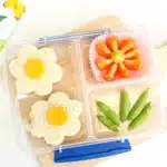 Flower Garden Lunch - Cultivating Brilliant Minds a spring lunch idea for kids that has a sandwich, fruits, and veggies in the shape of flowers
