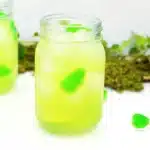 Frog Pond Punch - Cultivating Brilliant Minds green fruit punch with a green candy frog in it
