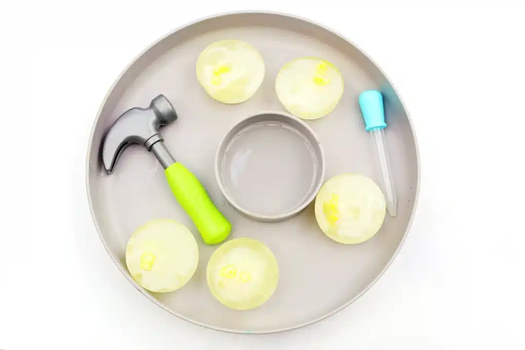 Frozen Chick Rescue Activity - Cultivating Brilliant Minds supplies for a frozen chick rescue activity