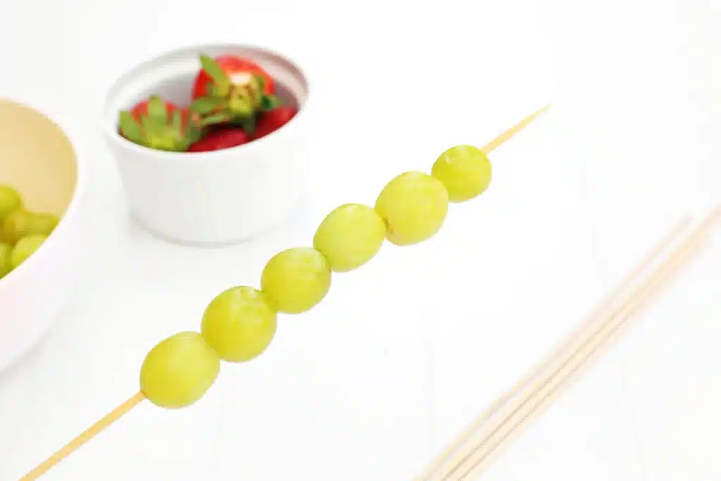 Caterpillar Grape Skewers - Cultivating Brilliant Minds grapes on a skewer