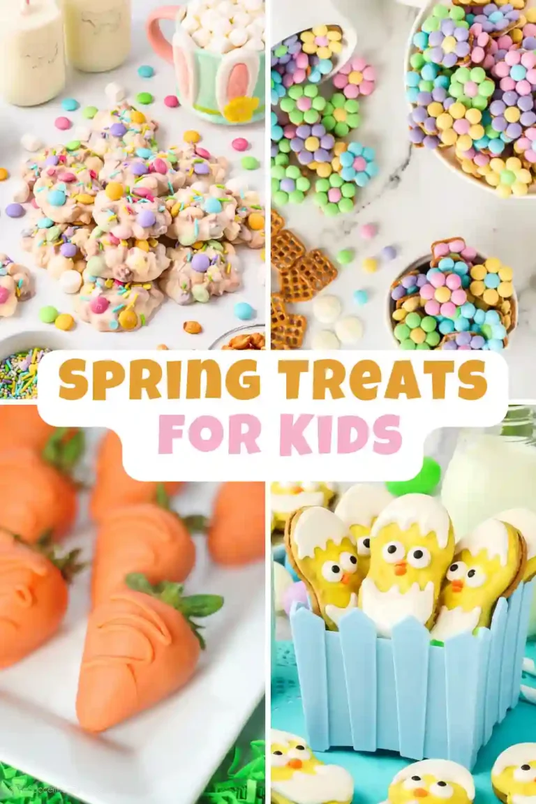a collage of spring treats for kids