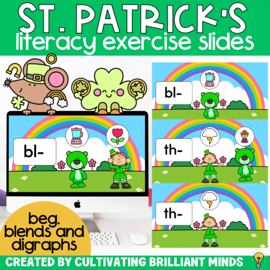 Animated St. Patrick's Day Phonics Exercise Game Beginning Digraphs Blends K/1