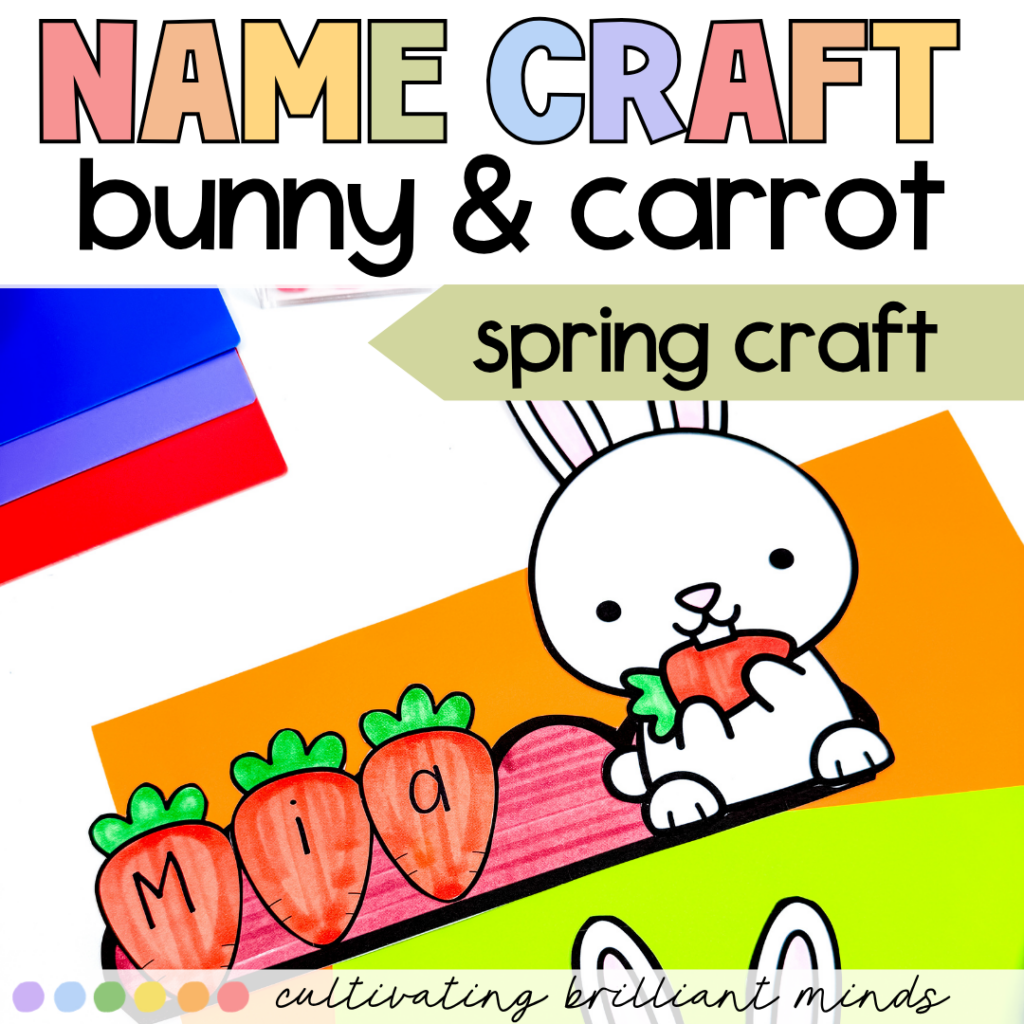 a bunny name craft that has a bunny and carrots with the name MIA on it