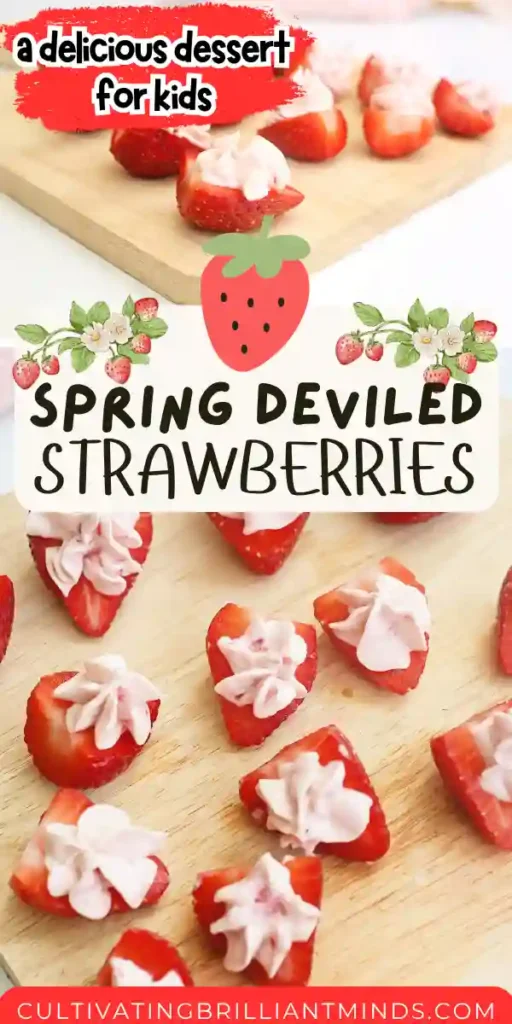 Deviled Strawberries - Cultivating Brilliant Minds strawberries with a strawberry cream cheese filling on top