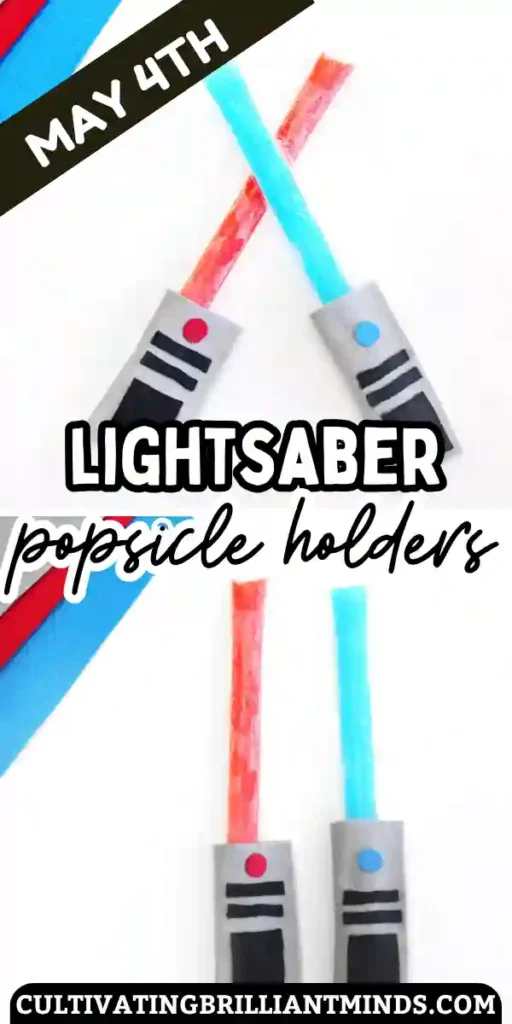 a felt lightsaber popsicle holder that looks like a light saber