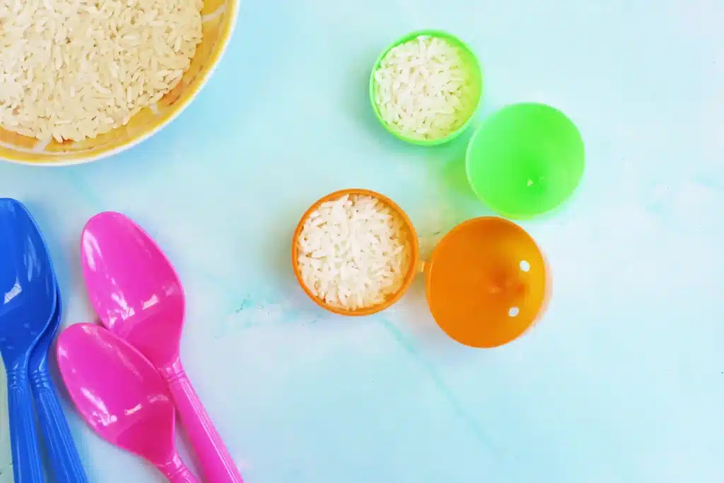 DIY Maracas - Cultivating Brilliant Minds plastic eggs filled with rice