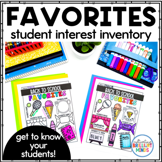 a back to school favorites worksheet where students write about their favorite things
