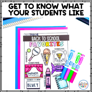 a back to school favorites worksheet where students write about their favorite things