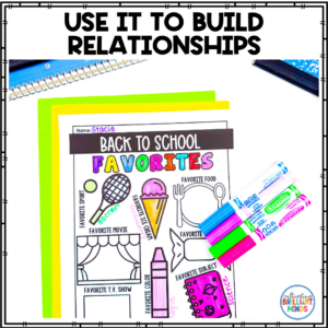 a back to school favorites worksheet where students write about their favorite things