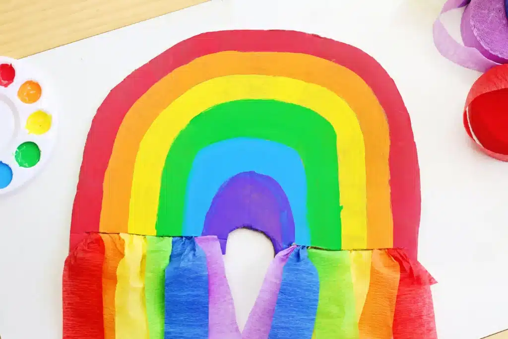Cardboard Rainbow Streamers - Cultivating Brilliant Minds a rainbow streamer craft made of cardboard and streamers