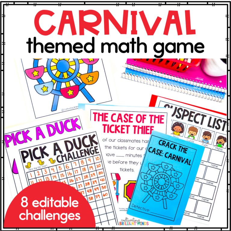 a carnival themed activity where kids solve math problems