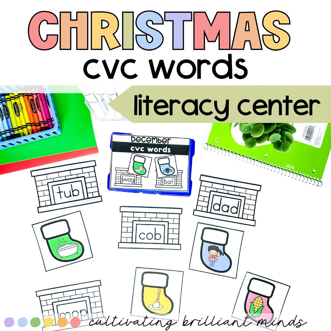 Christmas CVC Words Task Cards 1 - Cultivating Brilliant Minds Christmas CVC Words Task Cards