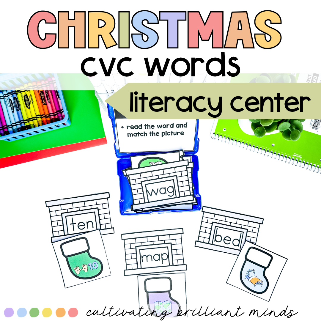 Christmas CVC Words Task Cards2 - Cultivating Brilliant Minds Christmas CVC Words Task Cards