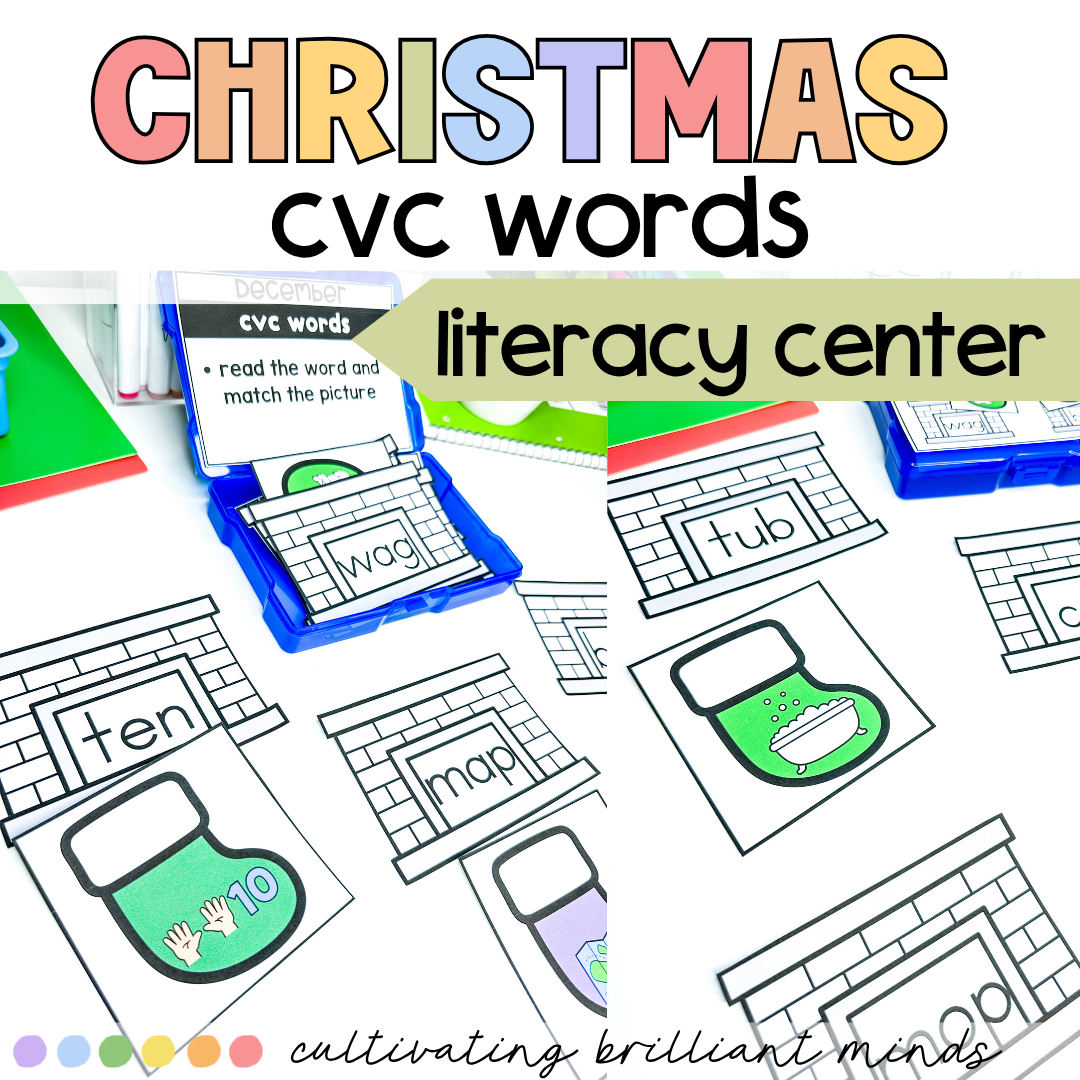 Christmas CVC Words Task Cards3 - Cultivating Brilliant Minds Christmas CVC Words Task Cards