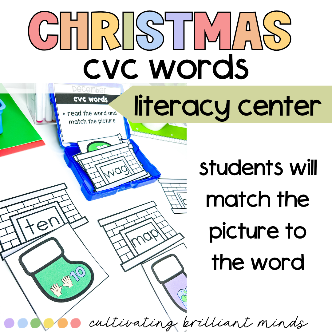 Christmas CVC Words Task Cards4 - Cultivating Brilliant Minds Christmas CVC Words Task Cards
