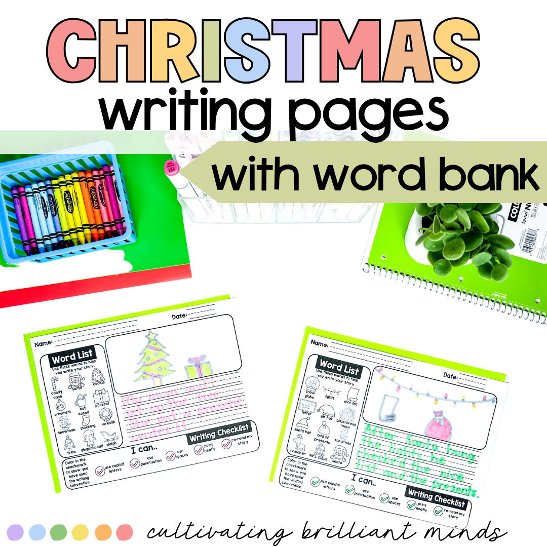 Christmas Writing With Word Bank 1 - Cultivating Brilliant Minds Christmas Writing With Word Bank